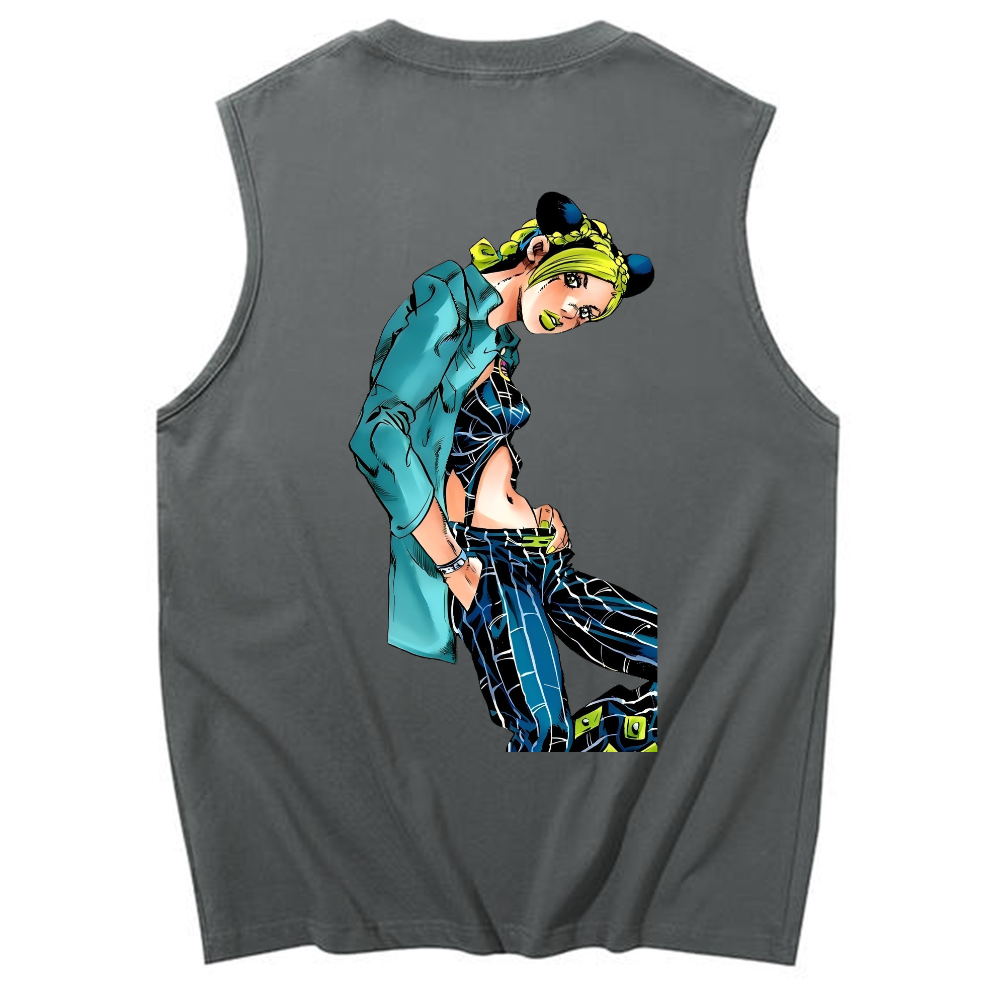 （画像用） "ジョジョの奇妙な冒険 くうじょう ジョリーン JoJo's Bizarre Adventure Jolyne Cujoh " コットン100％タンクトップ（背面プリント）